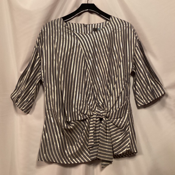 Eva Franco Anthropologie Striped Tie Detail Blouse - Picture 10 of 13